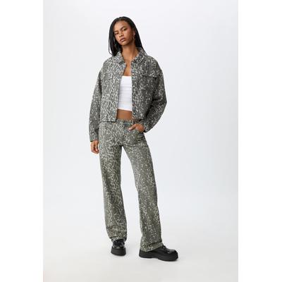Stradivarius Animal print jacket with pockets Khaki M