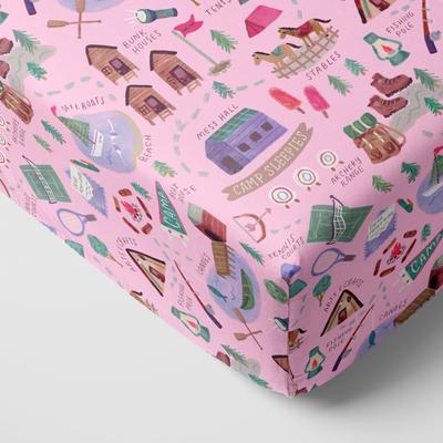 Pink Camp Sleepies Fitted Crib Sheet - Standard