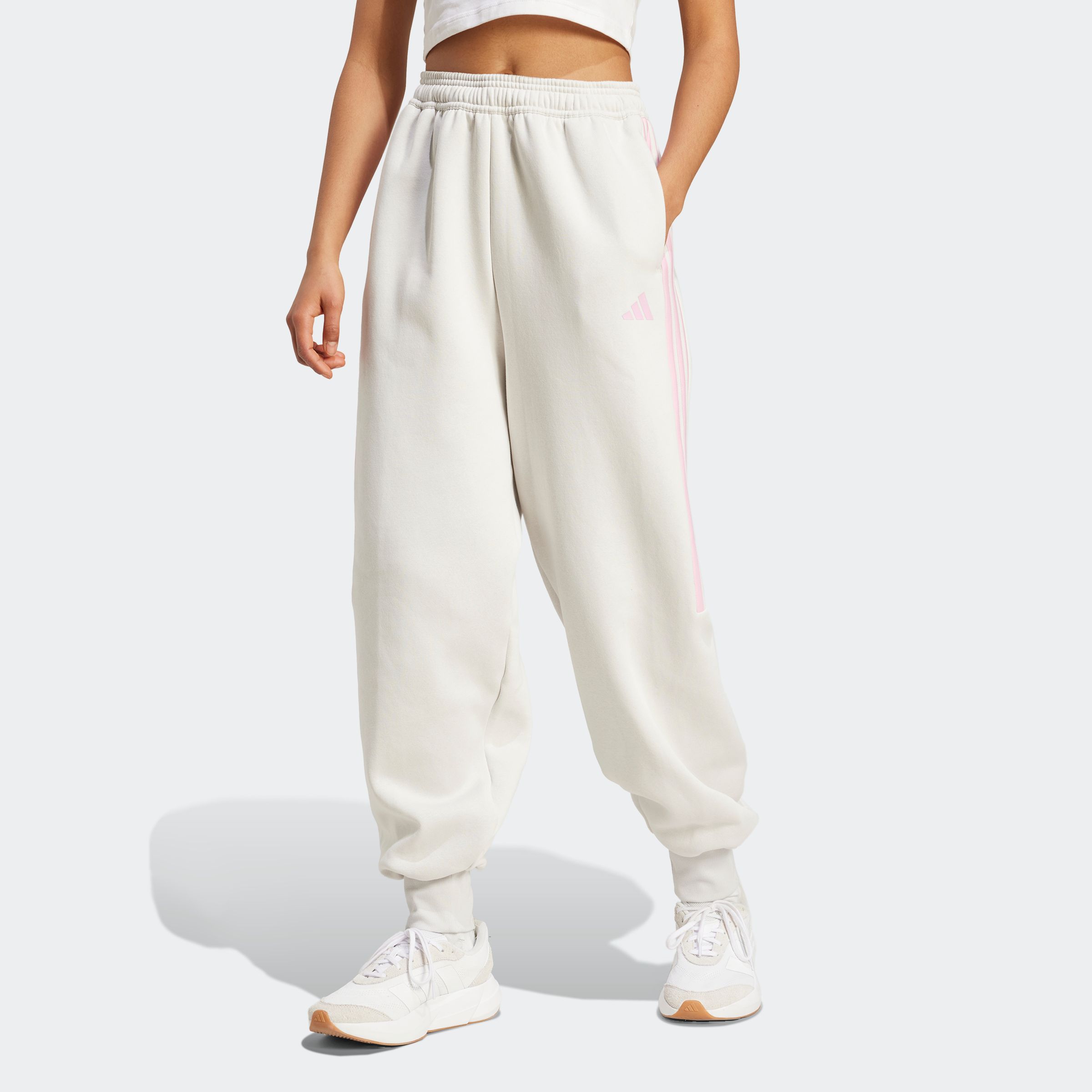 Sporthose ADIDAS SPORTSWEAR "W TIRO FL PT", Damen, Gr. M, N-Gr, rosa (grau one, true pink), Obermaterial: 70% Baumwolle, 30% Polyester, Hosen Sporthose