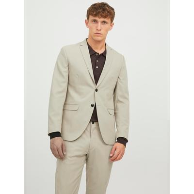 Sakko JACK & JONES "JPRFRANCO Blazer mit 2-Knopf-Form und extra schmalem Schnitt", Herren, Gr. 46, beige (pure cashmere fit:super slim fit), Web, Obermaterial: 78% Polyester, 17% Viskose, 5% Elasthan, unifarben, modisch, slim fit, Langarm... Image