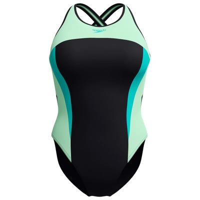 Speedo - Women's High Neck Splice Crossback Swimsuit - Badeanzug Gr 36 schwarz Image
