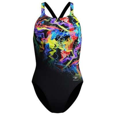 Speedo - Women's Placement Printed Powerback - Badeanzug Gr 38 schwarz Image
