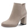 Stiefelette TAMARIS, Damen, Gr. 36, grau (taupe), Textil, unifarben, Veloursleder, elegant, Schuhe, Blockabsatz, Abendschuh, Festtagsschuh in veganer Verarbeitung