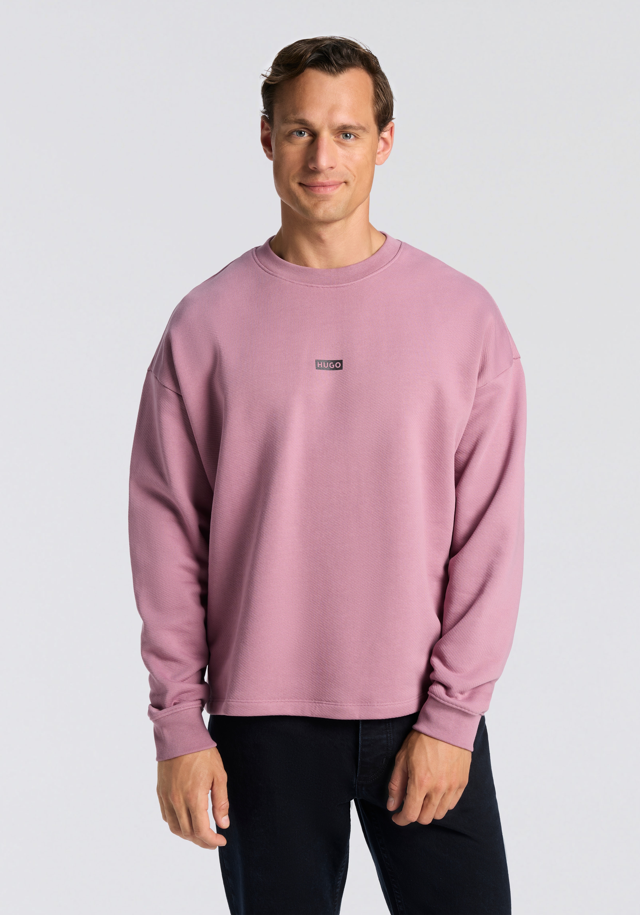 Sweatshirt HUGO BLUE "Naviu", Herren, Gr. XXL, schwarz pink656, Sweatware, Obermaterial: 100% Baumwolle, regular fit hüftlang, Rundhals, Bündchen, Sweatshirts, mit Rückendruck Image