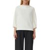 Sweatshirt S.OLIVER BLACK LABEL, Damen, Gr. 34, weiß, Sweatware, Obermaterial: 49% Modal, 45% Polyester, 6% Elasthan, unifarben, casual, relaxed fit taillenbedeckt, Wasserfallausschnitt, 3/4-Ärmel Bündchen, Sweatshirts, mit Wasserfall Ausschnitt