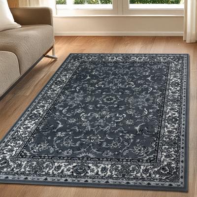 Teppich OTTO HOME "Ezzo, mit Bordüre, Kurzflor, Made in Belgium", grau, B:120cm H:7mm L:170cm, Polypropylen, Teppiche, Orient-Optik, Teppich, Wohnzimmer, Esszimmer, Schlafzimmer Image
