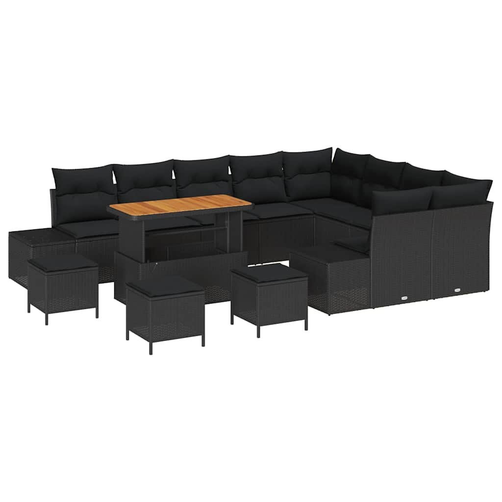 vidaXL Garten-Sofa-Set mit Speicher 13 pcs Schwarz Poly Rattan Image