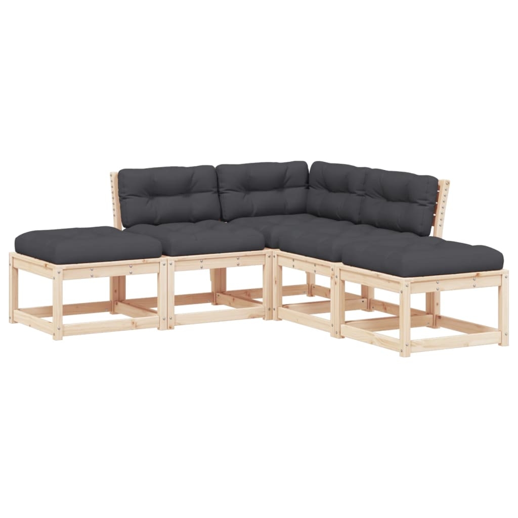 vidaXL 5-tlg. Garten-Sofagarnitur mit Kissen Massivholz Kiefer Image