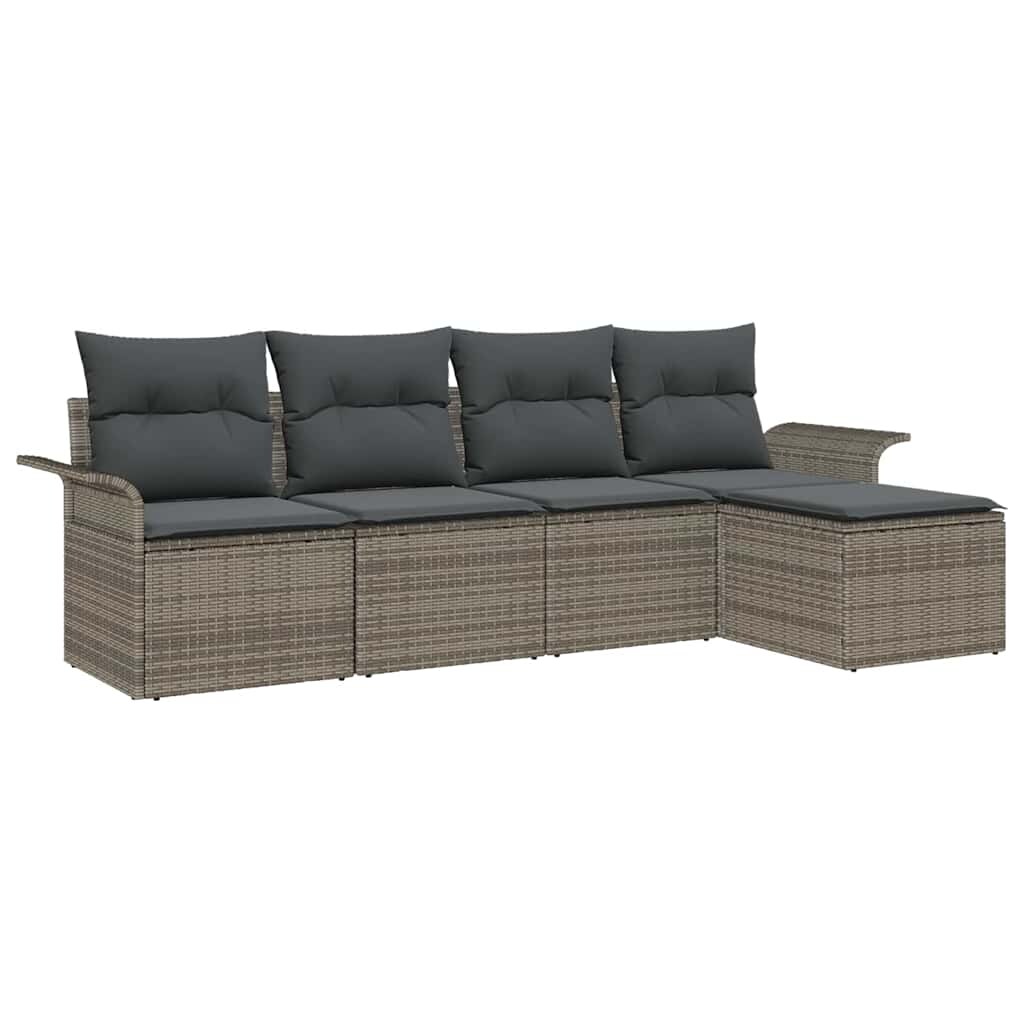 vidaXL Garten-Sofa-Set mit Kissen 5 pcs Grau Poly Rattan Image