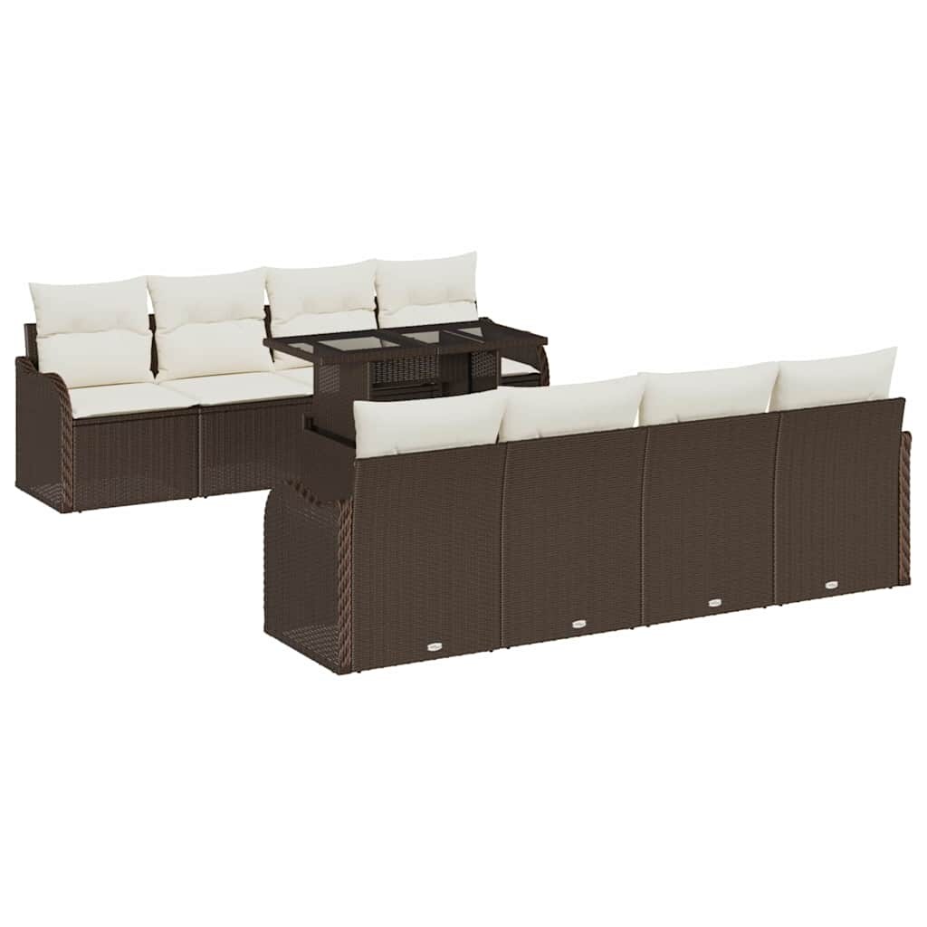 vidaXL Garten-Sofa-Set 9 pcs Braun 100 x 55 x 73 cm Poly Rattan Image