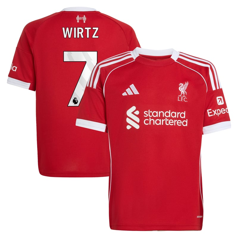 Maillot Liverpool adidas Domicile 25/26 - Enfant avec flocage Wirtz 7 - unisexe Taille: 13-14 Years