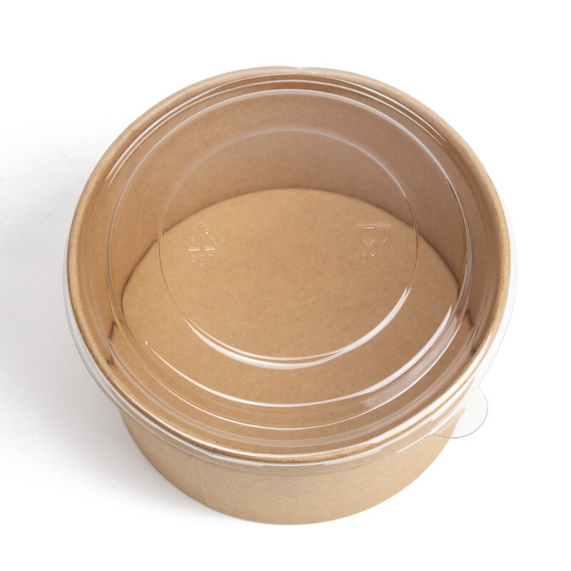 DayBays 600 Stk. Salatschalen 750 ml Salatbox Kombi 148x129x60 mm mit Deckel Kraft Braun Rund Image