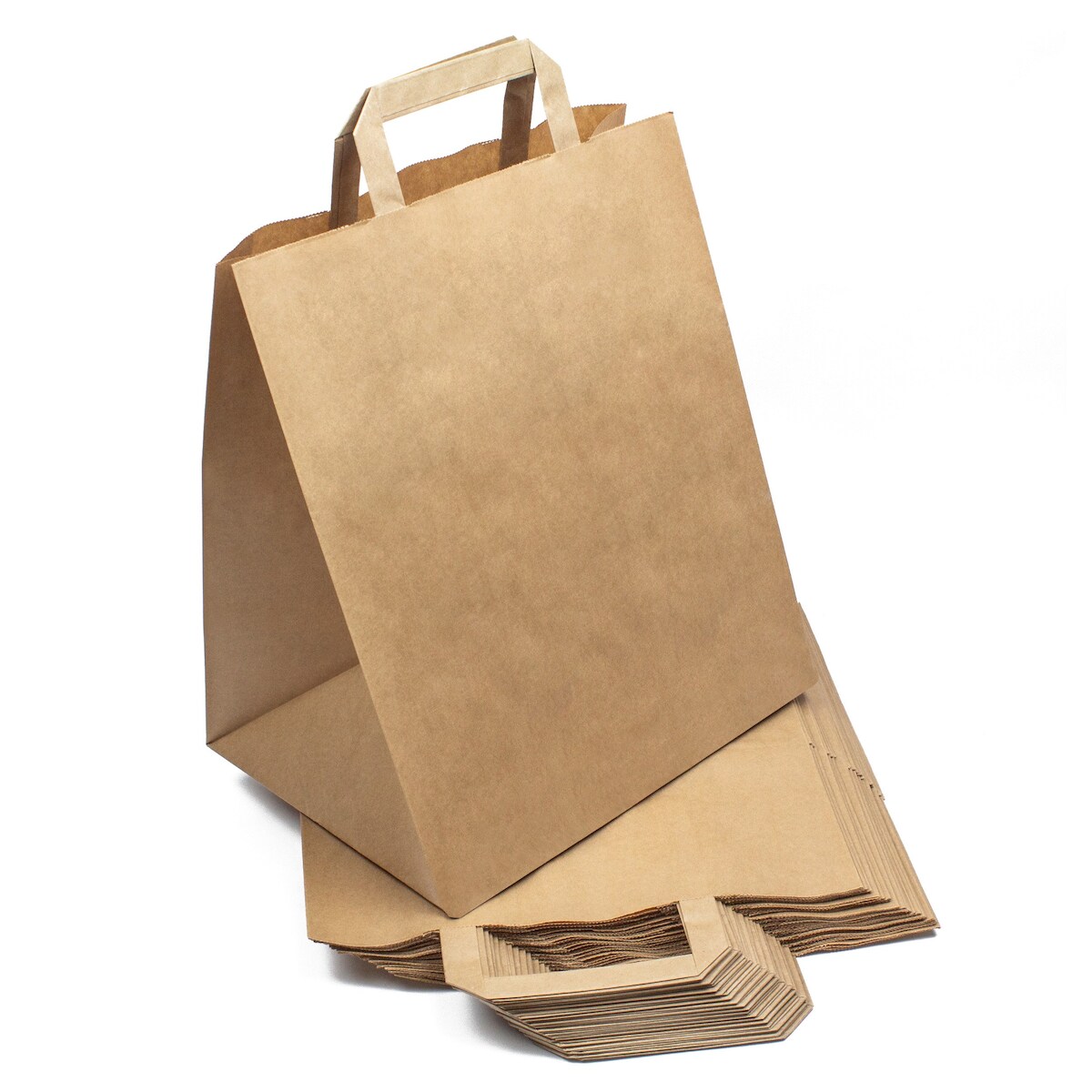 DayBays 1000 Stk. Papiertüten 26+20x28 cm Braun mit Flachhenkel Image