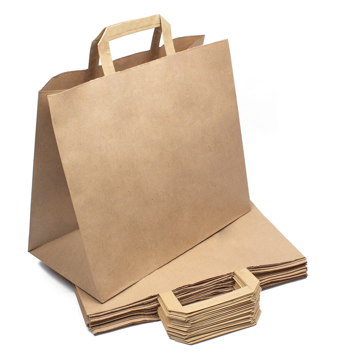 DayBays 250 Stk. Papiertüten 32+17x27 cm Braun mit Flachhenkel Image