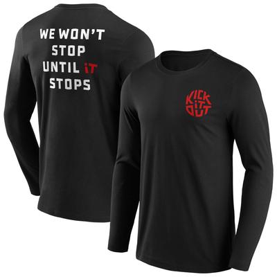 Kick It Out Slogan Graphic Langarm-T-Shirt – Schwarz/Rot – Herren Image