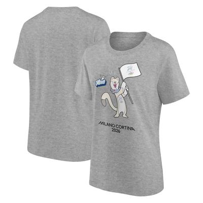 Milano Cortina 2026 Olympische Spiele Maskottchen Grafik-T-Shirt – Grau – Damen Image