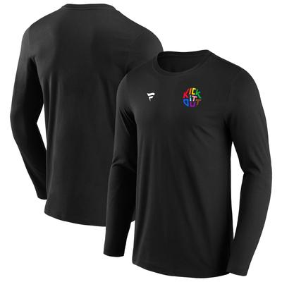 Kick It Out LGBTQ+ Grafik-Langarm-T-Shirt – Schwarz – Herren Image