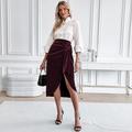 Per donna Gonna Elegante Vintage Moda Sexy Midi Misura del girovita medio Gonne Semplice Arricciato Con Spacco Micro-elastico Scuola Natale Rosso violaceo Primavera Poliestere Velluto
