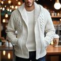 Per uomo Cardigan Maglione Corto Maglione a maglia A Coste Maglia Top Regolari Semplice Con Cappuccio Moda Classico Vacanza Abbigliamento quotidiano Abbigliamento Autunno Inverno Bianco Kaki M L XL