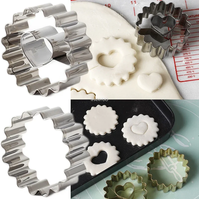 1/2 stücke Edelstahl Keks Prägeform Marmelade Sandwich Keks Schneidemaschine Herzförmige Gebäck Keksform Backen Werkzeuge Image