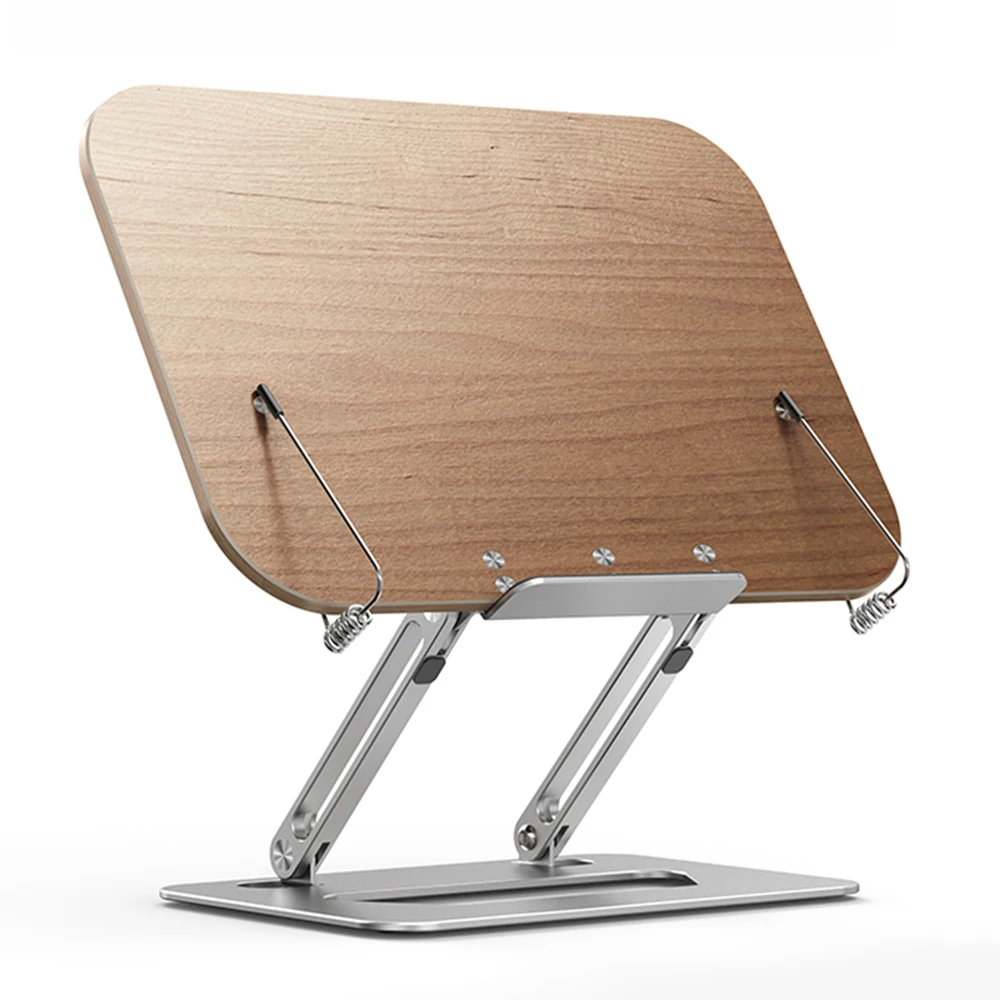 Laptop-Ständer, multifunktional, zum Lesen von Büchern, für MacBook Air, Notebook-Ständer, Nussbaum, Laptop-Unterstützung, faltbarer Tablet-Ständer aus Aluminium