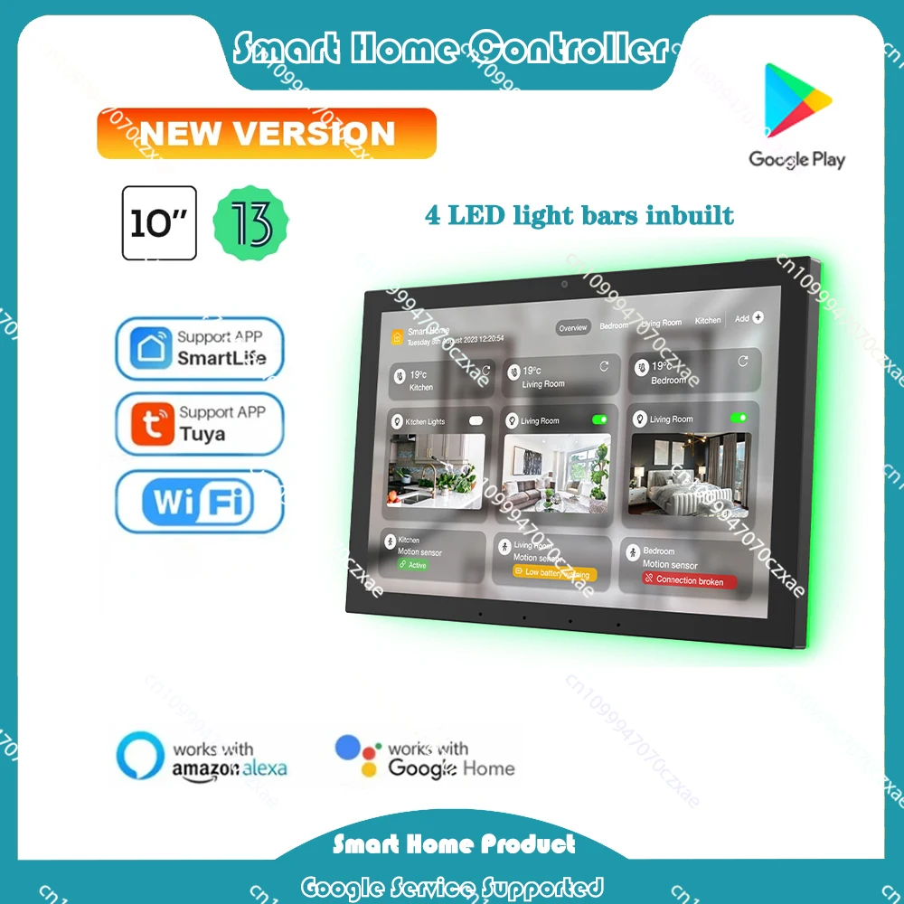 10,1-Zoll-Inwall-Touchscreen-Panel Smart Home Controller POE Tablet Android 13 LED-Leuchten unterstützt Zigbee Tuya Alexa Google Image