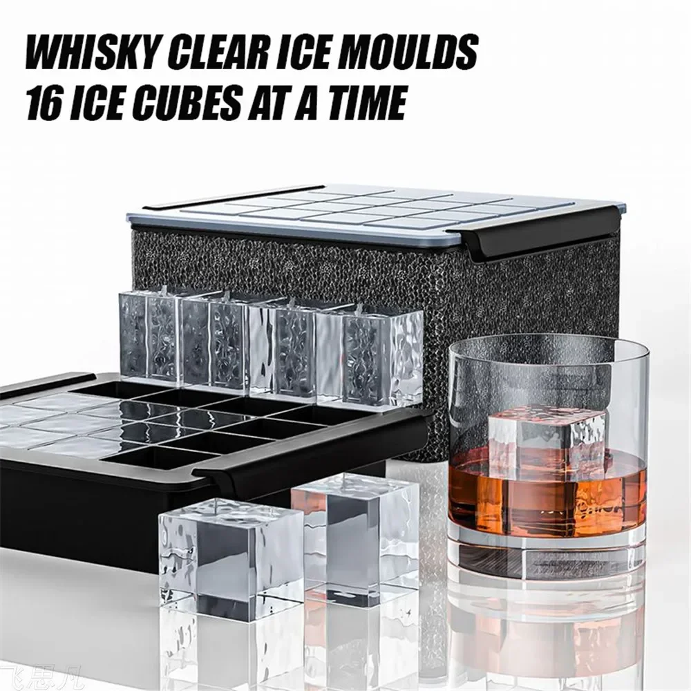 16 Stücke Hohe Transparenz Eiswürfelform Silikonform Keine Blasen Lebensmittelqualität Eisform für Zuhause Whisky Bar Küchenzubehör Geschenk Image