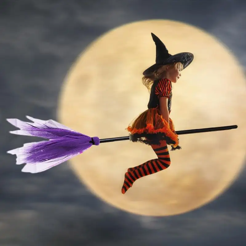 Halloween Party Hexe Besen Kinder Kunststoff Cosplay Requisiten Fliegen Besen Für Maskerade Halloween Cosplay Kostüm Zubehör Image