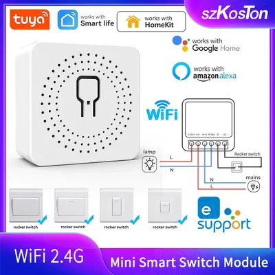 Tuya Mini Wifi Smart Switch Modul 16A 2Way Control Smart Life Sprachsteuerung Funktioniert mit Alexa Alice Google HomeKit eWelink APP