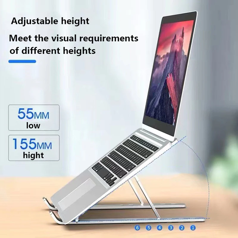 Notebook-Computerständer, Desktop, vertikale Wärmeableitung, faltbarer und höhenverstellbarer Ständer aus Aluminiumlegierung Image