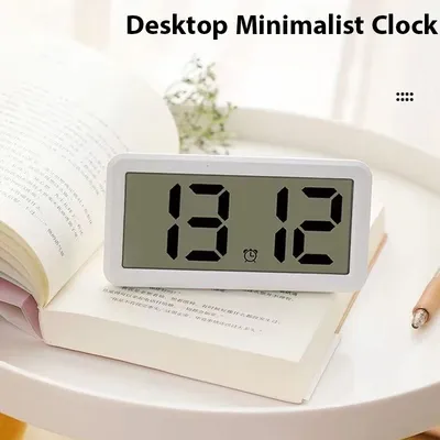 Simple LCD Large Digital Alarm Clock Time Date Display Snooze Clock 12/24H Wall Mounted Alarm Clock with CR2032 Battery Powered