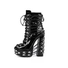 Damen-Gothic-Stiefel, Blockabsatz, Straßenschuhe, europäische Punk-Stil-Stiefel, seitlicher Reißverschluss, amerikanische Damen-Nieten, Schuhe, Stiefeletten, Größe 45