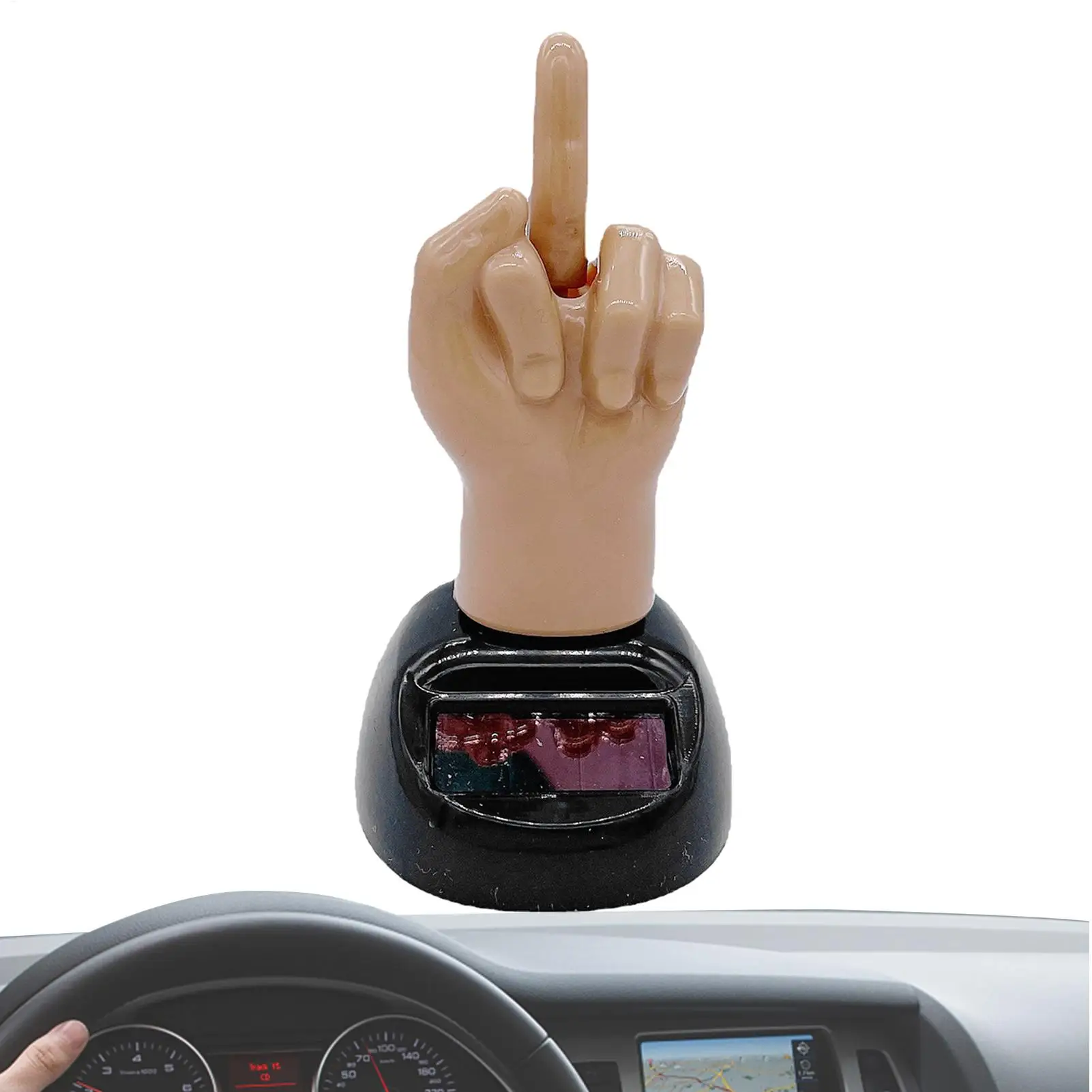 Neue Solar Powered Mid Finger Schütteln Auto Dashboard Tanzen Figur Spielzeug Kreative Auto Bobbleheads Dekorative Ornament Image