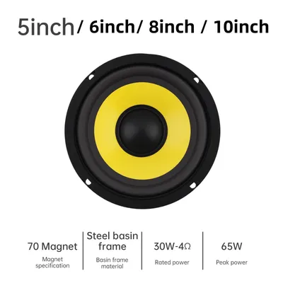 1pc 5/6/8/10 Inch Bass Loudspeaker Woofer Speaker for Car Audio / Home Theaters,Wide Frequency Response Car Audio Stereo Speaker