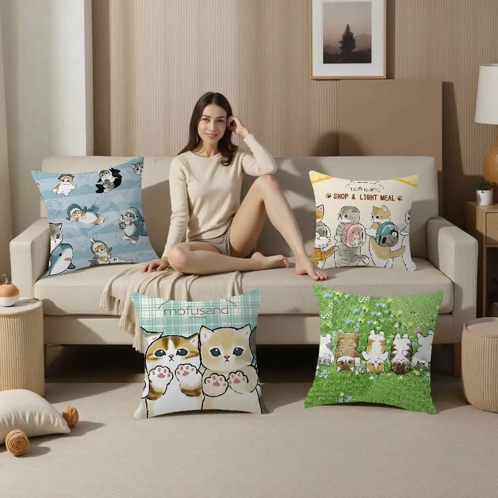 Lustige Katze Mofusand Kissen Anime Kissen Sofa Bett Kopf Kissenbezug Kissenbezug 45x45 cm Mode Image