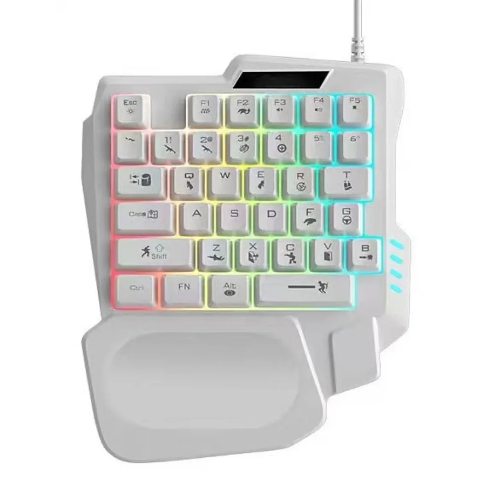 Tastiera portatile USB con una sola mano Tastiera ultrasottile luminosa con una sola mano Tastiera meccanica da gioco cablata da 35 tasti PC desktop