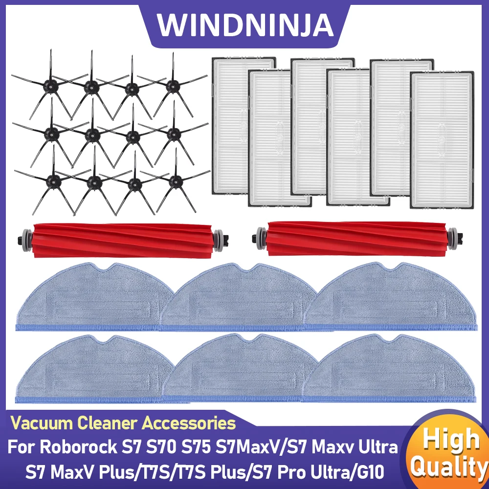 Hauptbürste Seitenbürste HEPA-Filter Mopptuch Kit Teile für Roborock S7 S70 S75 S7MaxV S7 Maxv Ultra T7S T7S Plus G10 Roboterstaubsauger Image