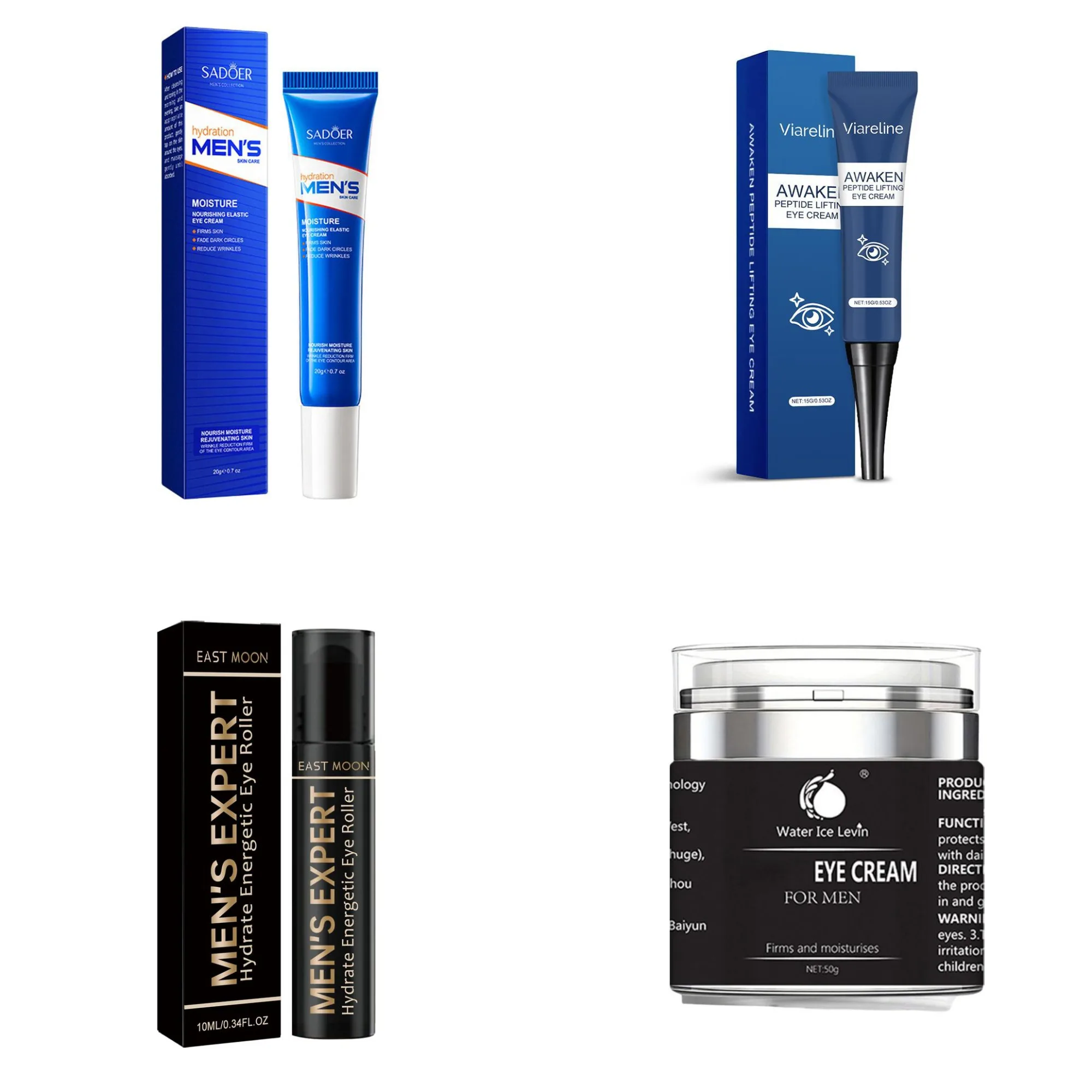 Augencreme-Roller für Männer, tief feuchtigkeitsspendend, straffend, verblasst feine Linienentfernung, schwarze Ringe, Anti-Schwellungen, straffende Lifting-Augenpflege Image