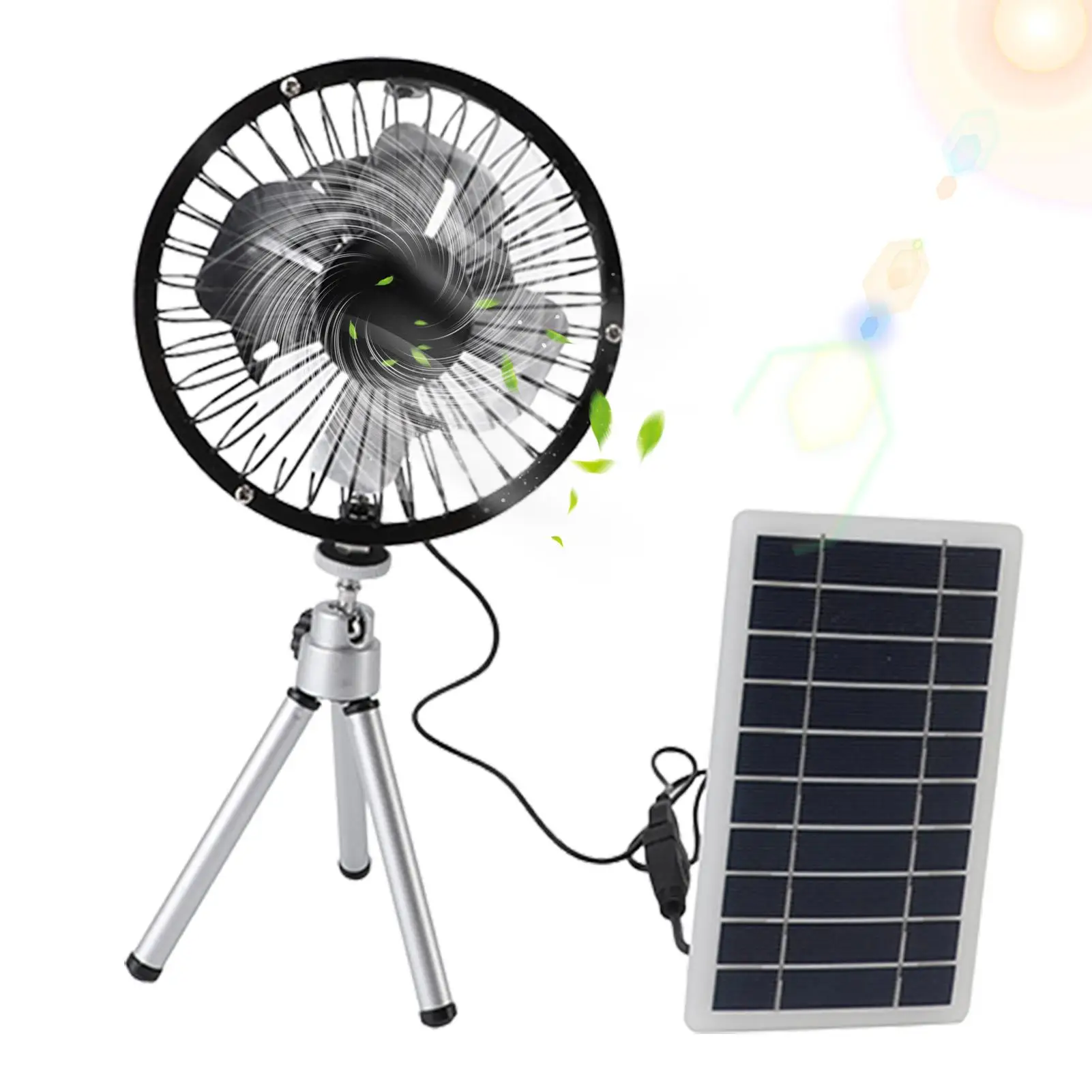 Solar-Entlüftungsventilator, monokristallines Silizium, 10 W, Solarpanel-betriebener Ventilator, umweltfreundlich, leise, mit Ständer für Camping, Wandern oder Picknicks Image