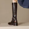 2025, neue Herbst/Winter Frauen Stiefel Split Leder Frauen Schuhe Spitz Chunky Stiefel Solide Kniehohe Moderne Stiefel damen Schuhe