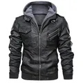 Giacca da uomo in pelle PU Slim Fit con cerniera stile motociclista Giacca moda autunno inverno Cappotto capispalla da motociclista nero