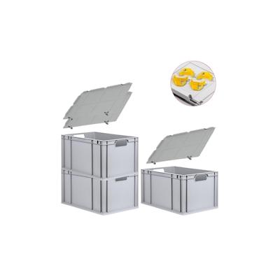PROREGAL SuperSparSet 3x Eurobox NextGen Economy mit Auflagedeckel & 4x Verschlüsse Gelb, Griffe offen, HxBxT 32x40x60cm, 65L, Eurobehälter Image
