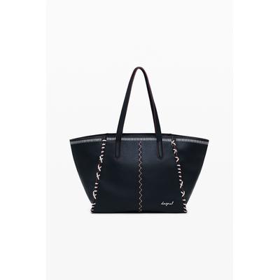 Large shopper bag with stitching