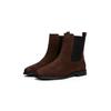 Chelseaboots TOMMY HILFIGER "FLAG SUEDE CHELSEA BOOT", Damen, Gr. 39, braun (dunkelbraun), Veloursleder, Elastischer Einsatz, klassisch, Schuhe, Stiefelette, Businessschuh mit Hardcover-Flagge an der Ferse