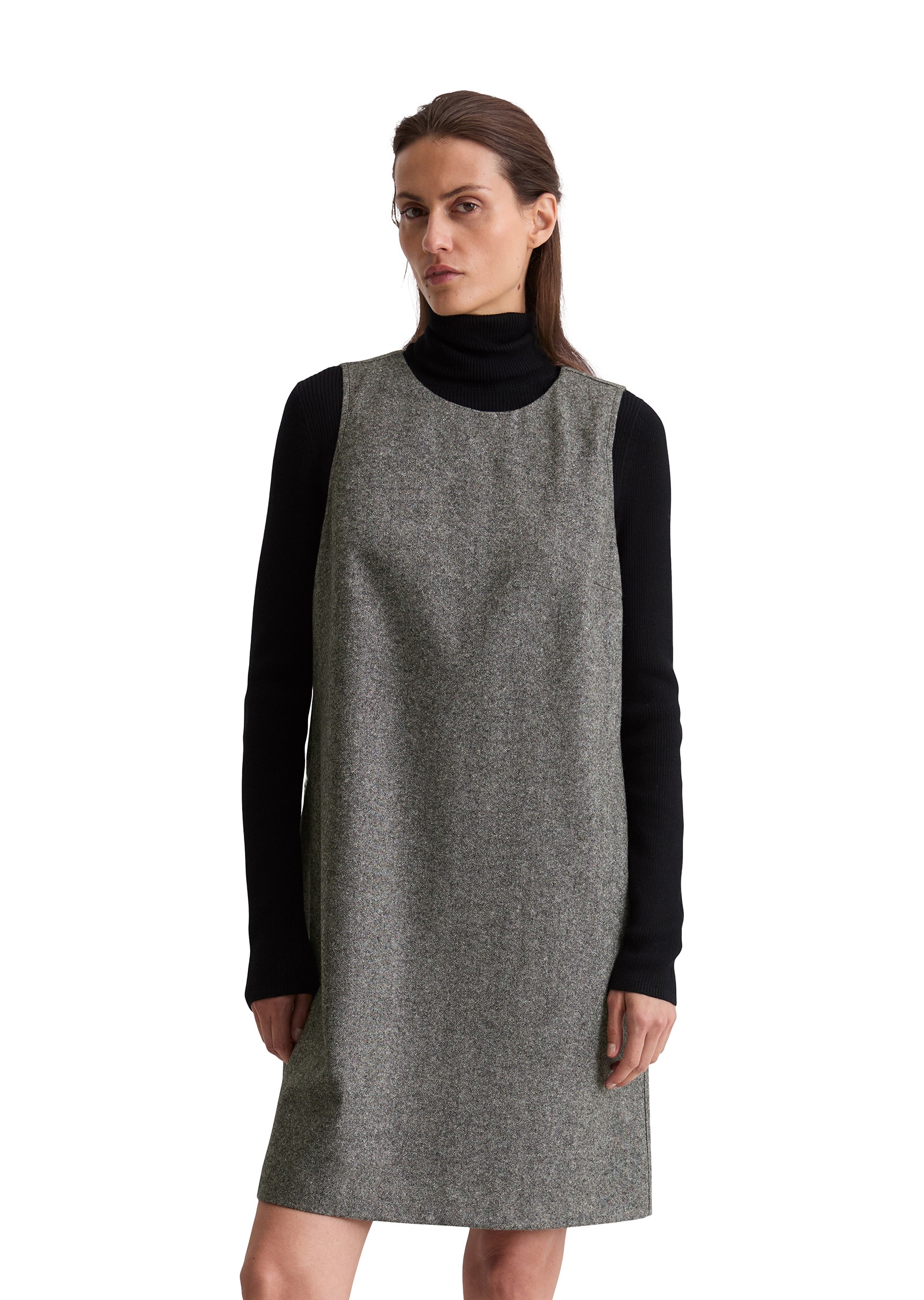 Minikleid MARC O'POLO "aus Woll-Mix-Tweed", Damen, Gr. 44, Normalgrößen, multi, Obermaterial: 60% Wolle (Schafwolle), 35% Polyester, 5% Polyamid; Futter: 100% Nicht verfügbar, unifarben, straight fit kurz, Rundhals, Kleider Image