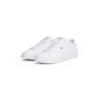 Plateausneaker TOMMY HILFIGER "ICON COURT SNEAKER", Damen, Gr. 36, weiß, Nappaleder, sportlich, Schuhe, Freizeitschuh, Halbschuh, Schnürschuh mit Flaggen-Logo