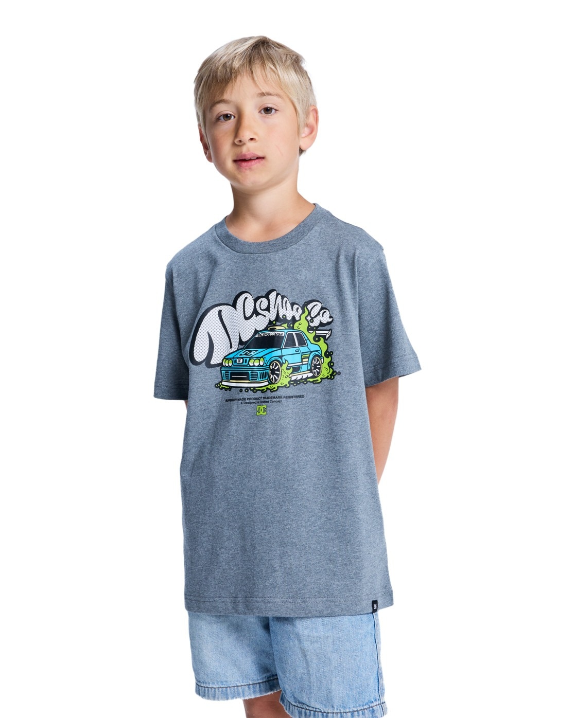 T-Shirt DC SHOES "Tire Fire", Jungen, Gr. 8(125-130cm), grau (dunkelgrau heather), Obermaterial: 75% Baumwolle, 25% Baumwolle;, Shirts T-Shirt