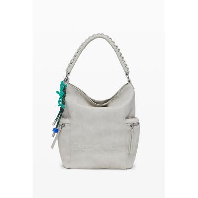 Large logo faux leather backpack