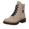 Schnürstiefelette RIEKER, Damen, Gr. 41, beige (beige, schwarz), Textil, Glanzfaden, modisch, Schuhe, Schnürboots, Herbstboots, Profilsohle, Blockabsatz, im Pepita-Look
