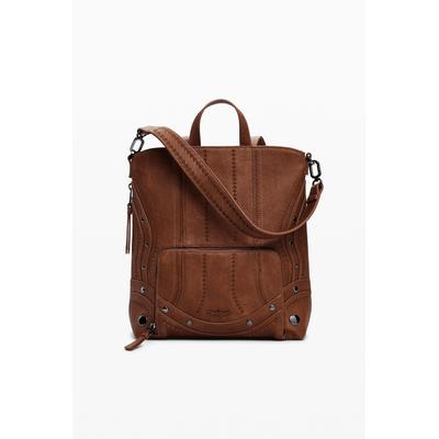 Small faux leather patch backpack